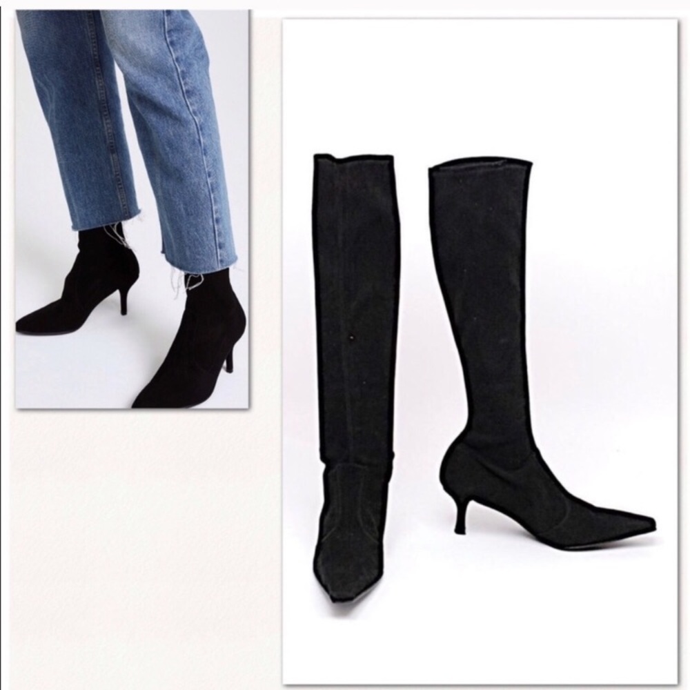 STUART WEITZMAN suede slip on sock pointed boot,8!